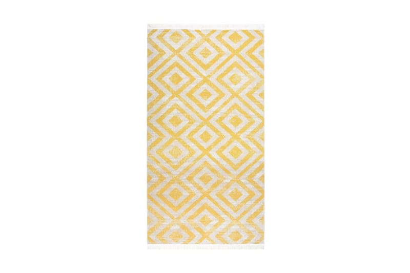 Utomhusmatta plattvävd 80x150 cm gul och beige - Gul - Textil & mattor - Matta - Utomhusmatta