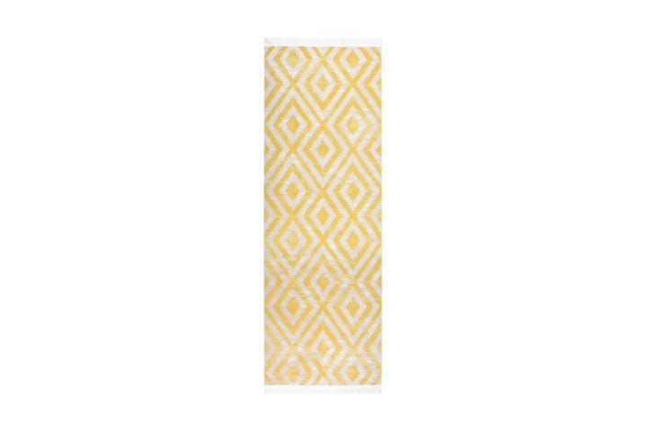 Utomhusmatta plattvävd 80x250 cm gul och beige - Gul - Textil & mattor - Matta - Utomhusmatta