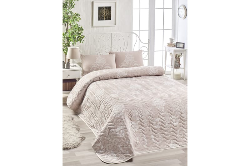 Överkast EnLora Home Enkelt 160x220+Kuddfodral - Beige|Vit - Textil & mattor - Sängkläder