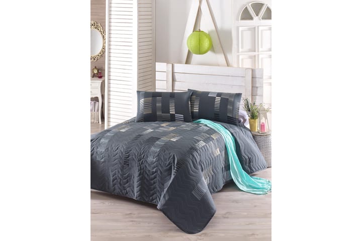 Överkast Eponj Home Dubbelt 200x220+2 Kuddfodral Quiltat - Antracit|Svart|Vit - Textil & mattor - Sängkläder - Överkast