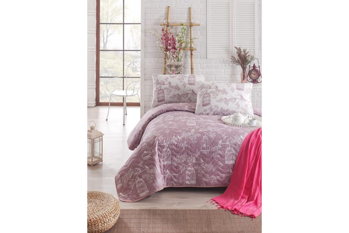 Överkast Eponj Home Dubbelt 200x220+2 Kuddfodral Quiltat - Lila|Vit - Textil & mattor - Sängkläder
