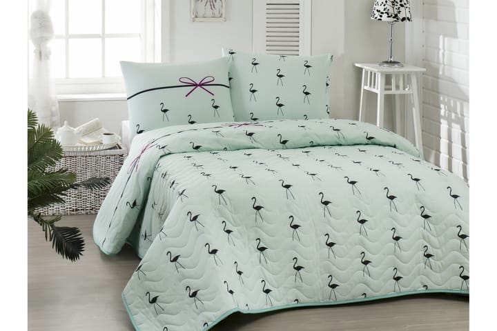 Överkast Eponj Home Dubbelt 200x220+2 Kuddfodral Quiltat - Mint|Svart - Textil & mattor - Sängkläder