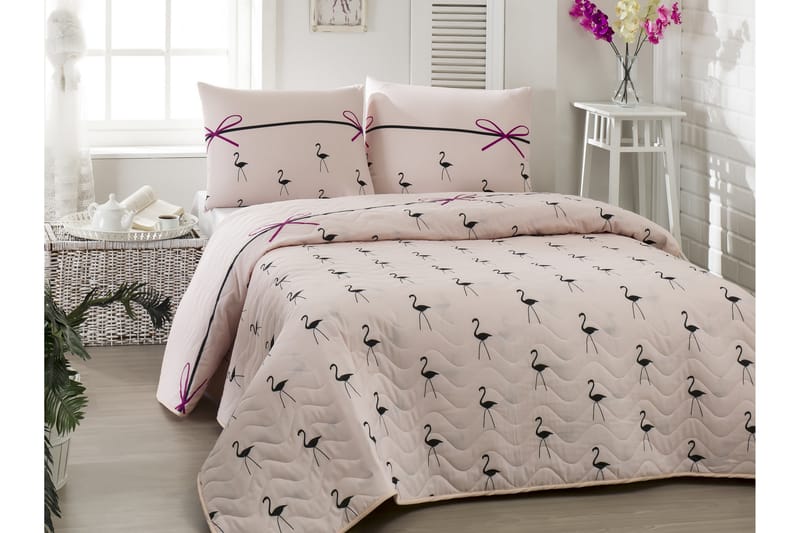 Överkast Eponj Home Dubbelt 200x220+2 Kuddfodral Quiltat - Rosa|Svart - Textil & mattor - Sängkläder - Överkast