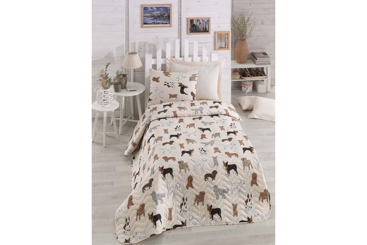 Överkast Eponj Home Enkelt 160x220+Kuddfodral Quiltat - Creme|Multi - Textil & mattor - Sängkläder