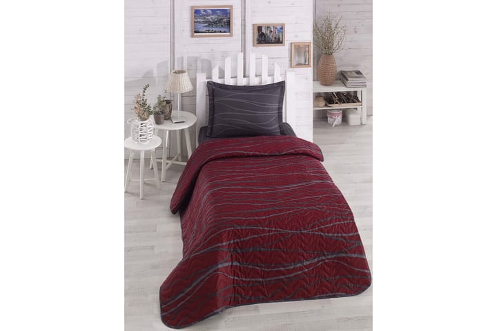 Överkast Eponj Home Enkelt 160x220+Kuddfodral Quiltat - Röd|Antracit - Textil & mattor - Sängkläder