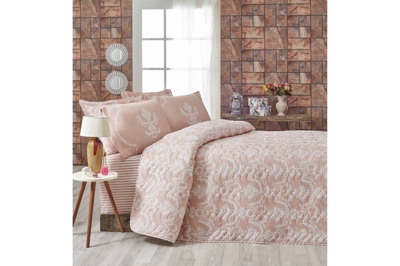 Överkast Eponj Home Enkelt 160x220+Kuddfodral Quiltat - Rosa|Vit - Textil & mattor - Sängkläder