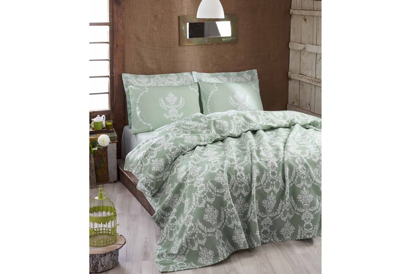 Överkast Eponj Home Enkelt 160x235 cm - Grön/Vit - Textil & mattor - Sängkläder