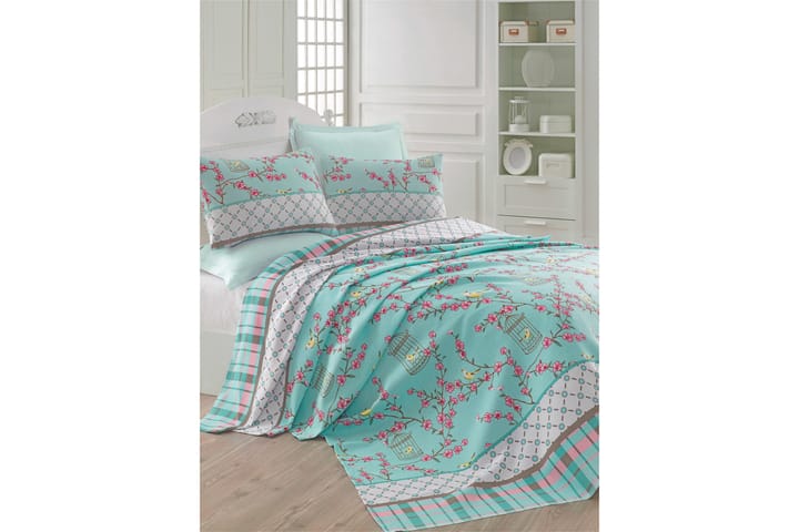 Överkast Eponj Home Enkelt 160x235 cm - Turkos|Multi - Textil & mattor - Sängkläder - Överkast