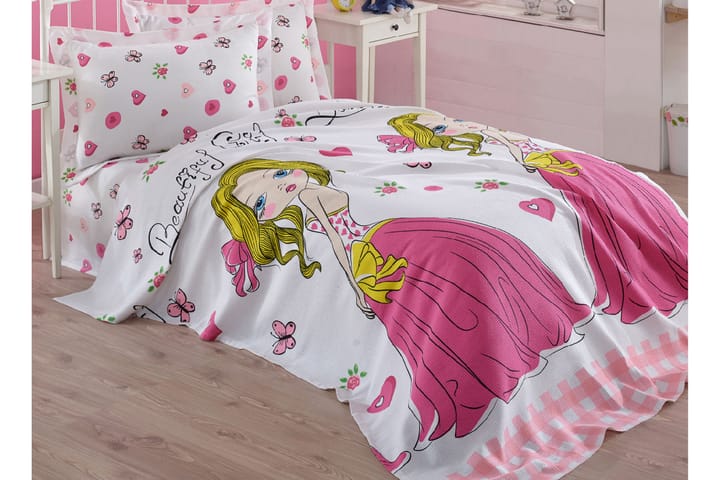 Överkast Eponj Home Enkelt 160x235 cm - Vit|Rosa|Gul - Textil & mattor - Barntextilier - Sängkläder barn - Överkast barn