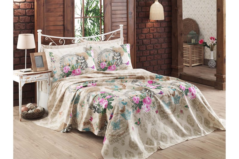 Överkast Eponj Home Enkelt 160x235+Lakan+Kuddfodral - Beige|Vit|Multi - Textil & mattor - Sängkläder