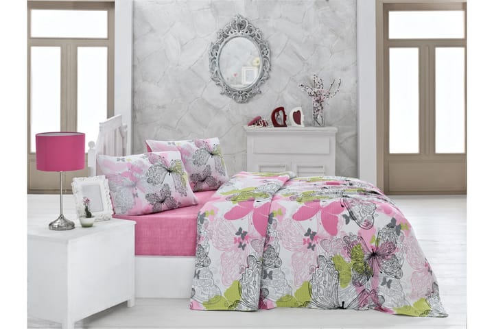 Överkast Victoria Dubbelt 200x230 cm - Rosa|Vit|Grön|Svart - Textil & mattor - Sängkläder