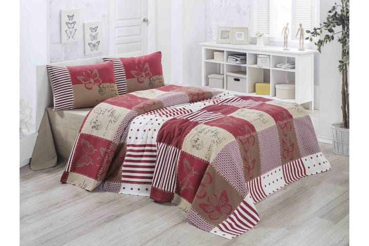 Överkast Victoria Enkelt 160x230 cm - Röd|Creme|Multi - Textil & mattor - Sängkläder - Överkast - Överkast dubbelsäng