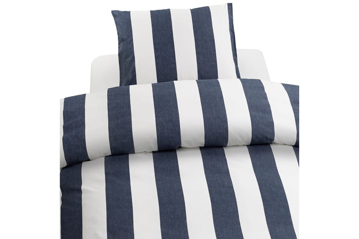 Bäddset Block Stripe 3-Dels 210x220/50x60 cm Marinblå - Borganäs - Textil & mattor - Sängkläder