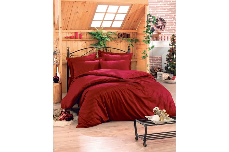 Bäddset Cotton Box Dubbelt 4-dels Premium Satin - Mörkröd - Textil & mattor - Sängkläder