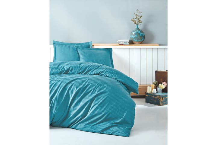 Bäddset Cotton Box Dubbelt 4-dels Premium Satin - Turkos - Textil & mattor - Sängkläder - Bäddset & påslakanset