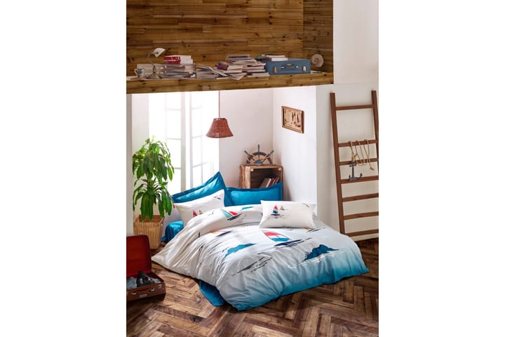 Bäddset Cotton Box Dubbelt 4-dels Ranforce - Blå|Vit|Multi - Textil & mattor - Sängkläder
