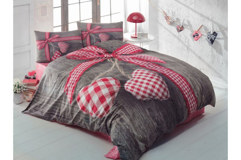Bäddset Cotton Box Dubbelt 4-dels Ranforce - Brun|Röd|Vit - Textil & mattor - Sängkläder
