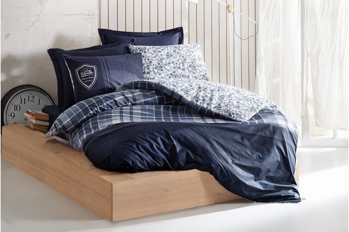 Bäddset Cotton Box Dubbelt 4-dels Ranforce - Mörkblå|Vit - Textil & mattor - Sängkläder