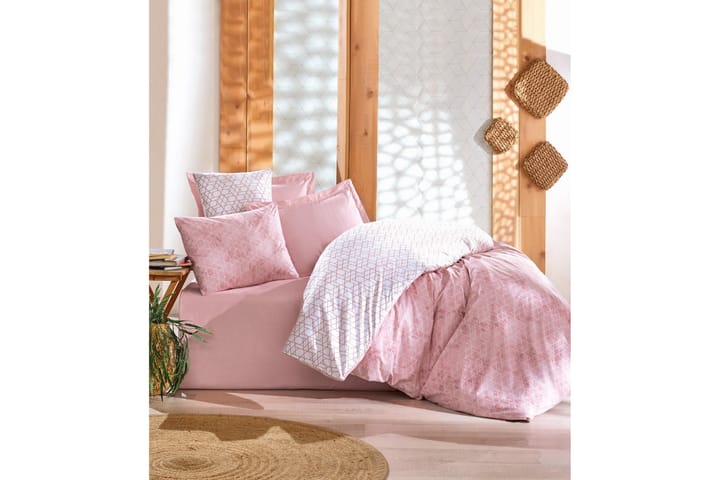 Bäddset Cotton Box Dubbelt 4-dels Ranforce - Vit|Rosa - Textil & mattor - Sängkläder