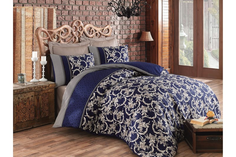 Bäddset Cotton Box Dubbelt 6-dels Satin - Mörkblå|Beige|Brun - Textil & mattor - Sängkläder