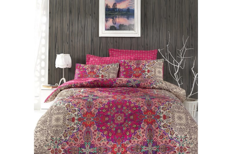 Bäddset Cotton Box Dubbelt 6-dels Satin - Rosa|Grå|Multi - Textil & mattor - Sängkläder