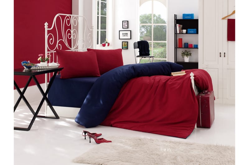 Bäddset EnLora Home Dubbelt 4-dels - Röd|Mörkblå - Textil & mattor - Sängkläder - Bäddset & påslakanset
