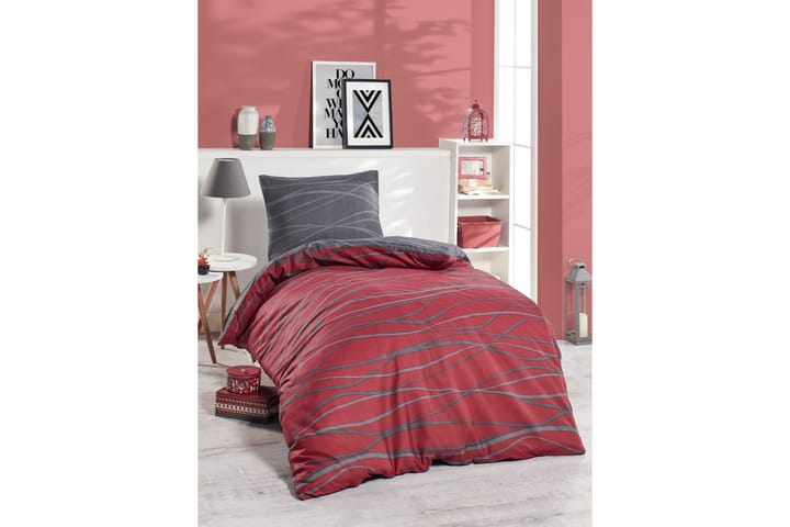 Bäddset EnLora Home Enkelt 2-dels - Röd|Grå - Textil & mattor - Sängkläder - Bäddset & påslakanset - Påslakanset enkelsäng