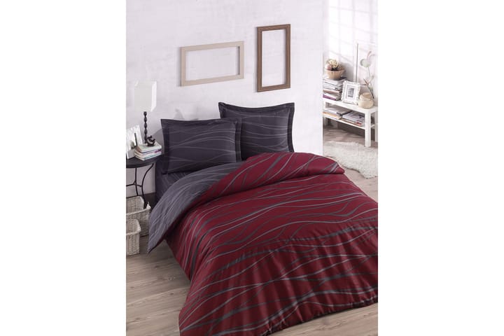 Bäddset Eponj Home Dubbelt 4-dels - Röd|Antracit - Textil & mattor - Sängkläder - Bäddset & påslakanset - Påslakanset dubbelsäng