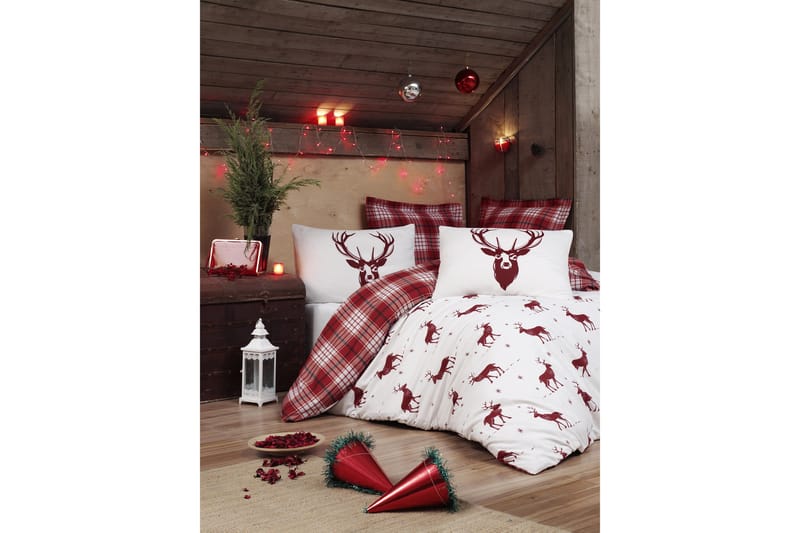 Bäddset Eponj Home Dubbelt 4-dels - Röd|Vit - Textil & mattor - Sängkläder