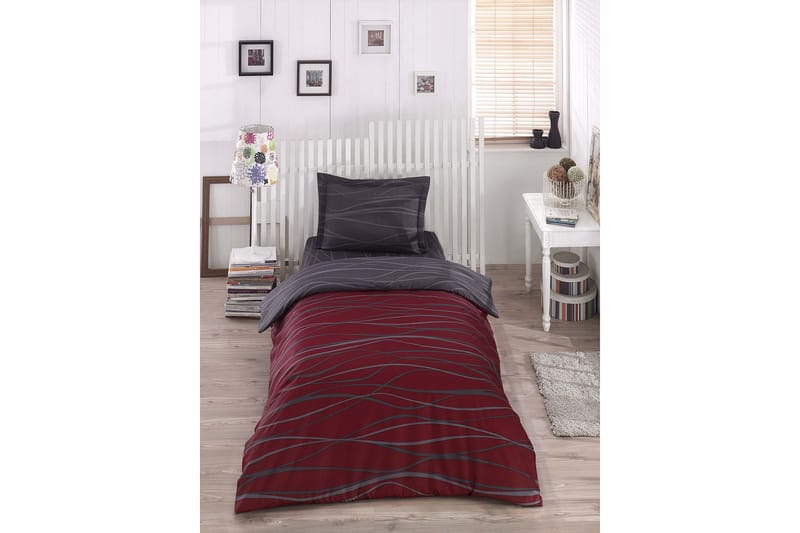 Bäddset Eponj Home Enkelt 3-dels - Röd|Antracit - Textil & mattor - Sängkläder