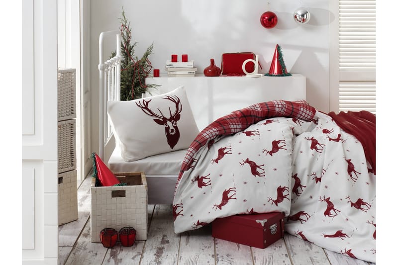 Bäddset Eponj Home Enkelt 3-dels - Röd|Vit - Textil & mattor - Sängkläder