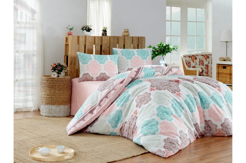 Bäddset Eponj Home Enkelt 3-dels - Turkos|Rosa|Creme - Textil & mattor - Sängkläder
