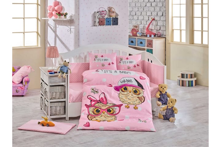 Bäddset Hobby Baby 4-dels Poplin - Rosa|Vit|Svart|Brun - Textil & mattor - Sängkläder - Bäddset & påslakanset - Påslakanset enkelsäng