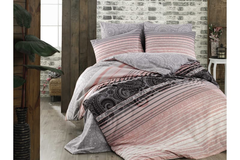 Bäddset Hobby Dubbelt 4-dels Ranforce - Rosa|Vit|Grå|Svart - Textil & mattor - Sängkläder