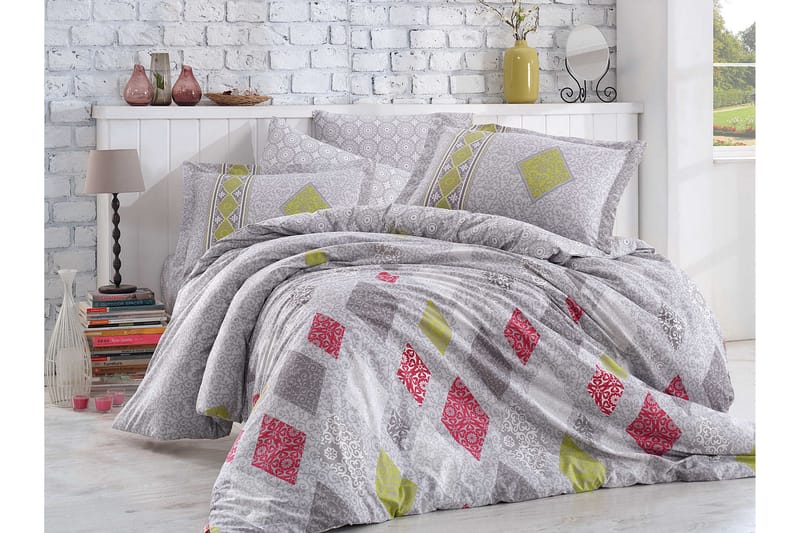 Bäddset Hobby Enkelt 3-dels Poplin - Grå|Röd|Grön - Textil & mattor - Sängkläder