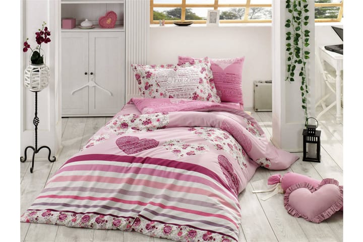 Bäddset Hobby Enkelt 3-dels Poplin - Lila|Rosa|Vit|Grå - Textil & mattor - Sängkläder