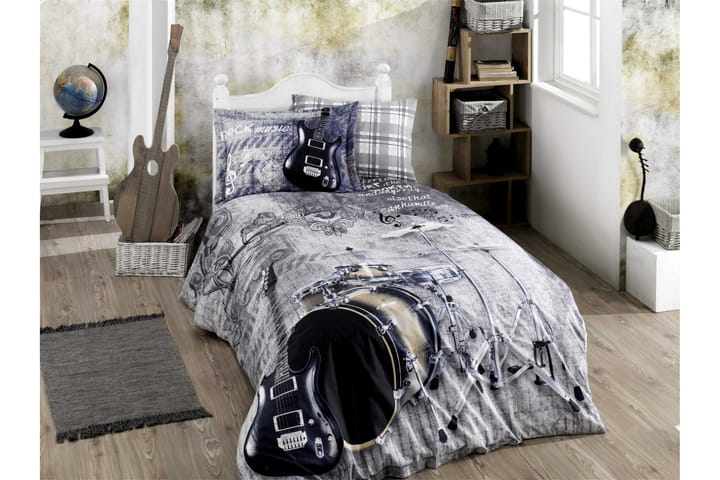 Bäddset Hobby Enkelt 3-dels Poplin - Vit|Grå|Multi - Textil & mattor - Sängkläder