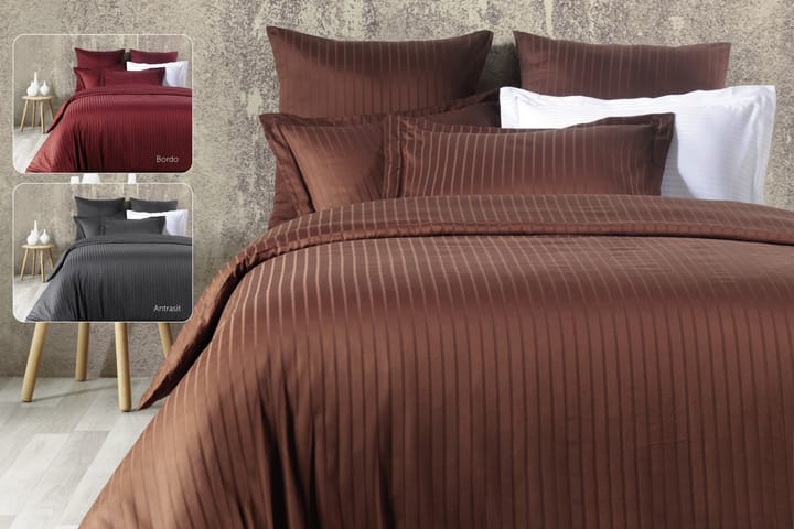 Bäddset Primacasa by Türkiz Dubbelt 6-dels Satin - Brun - Textil & mattor - Sängkläder