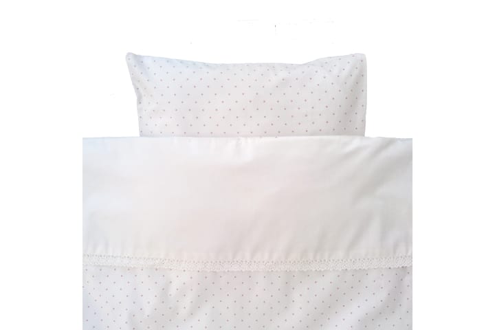 Bäddset spjälsäng vit/rosa dotty eko - Vit/Rosa - Textil & mattor - Sängkläder