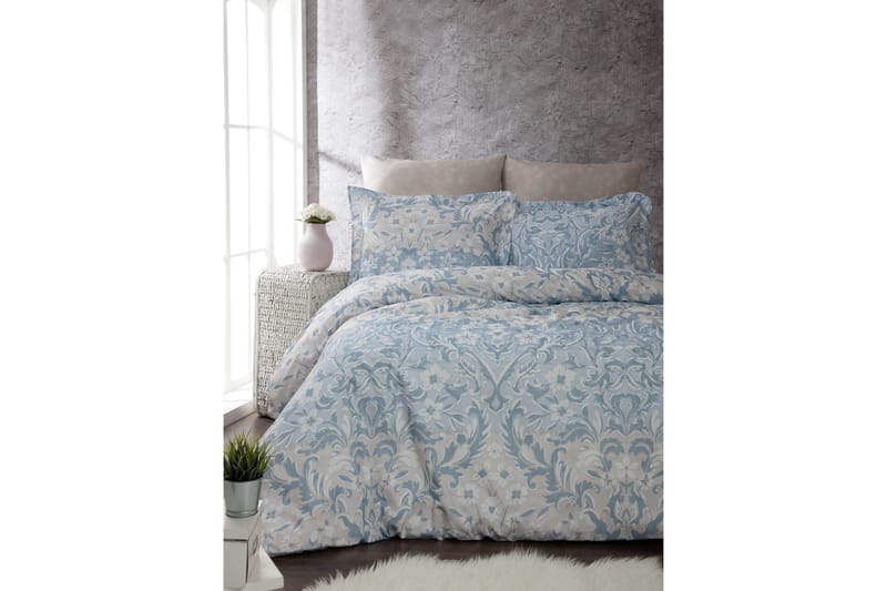 Bäddset Türkiz Dubbelt 4-dels Ranforce - Blå/Creme - Textil & mattor - Sängkläder