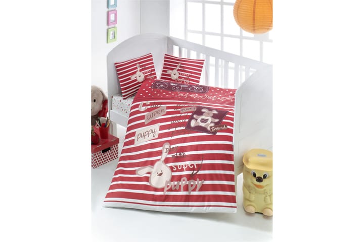 Bäddset Victoria Baby 4-dels Ranforce - Röd|Vit|Beige - Textil & mattor - Sängkläder - Bäddset & påslakanset - Påslakanset enkelsäng