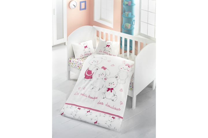 Bäddset Victoria Baby 4-dels Ranforce - Vit|Rosa|Grå - Textil & mattor - Sängkläder - Bäddset & påslakanset - Påslakanset enkelsäng