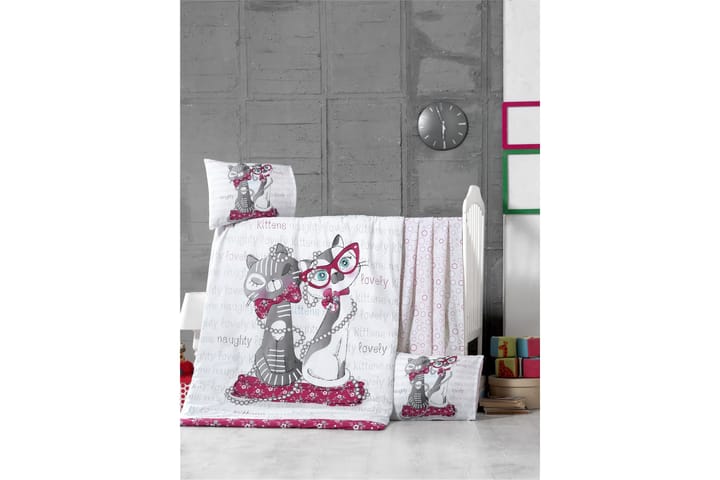 Bäddset Victoria Baby 4-dels Ranforce - Vit|Rosa|Grå - Textil & mattor - Sängkläder - Bäddset & påslakanset - Påslakanset enkelsäng