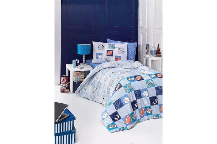 Bäddset Victoria Enkelt 3-dels Ranforce - Blå|Vit|Mint|Orange - Textil & mattor - Sängkläder