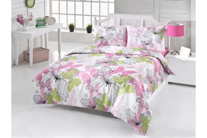 Bäddset Victoria Enkelt 3-dels - Rosa|Vit|Grön|Svart - Textil & mattor - Sängkläder