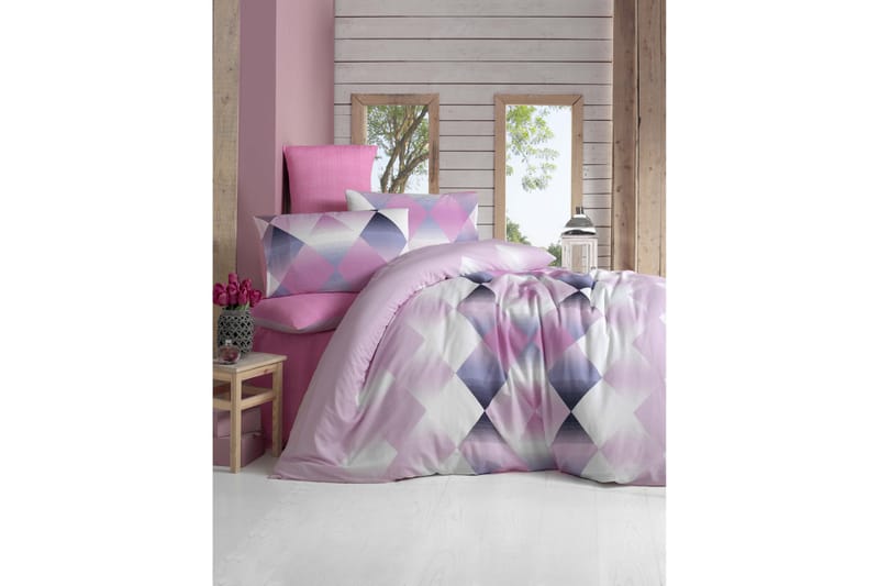 Bäddset Victoria Enkelt 3-dels - Rosa|Vit|Mörkblå - Textil & mattor - Sängkläder