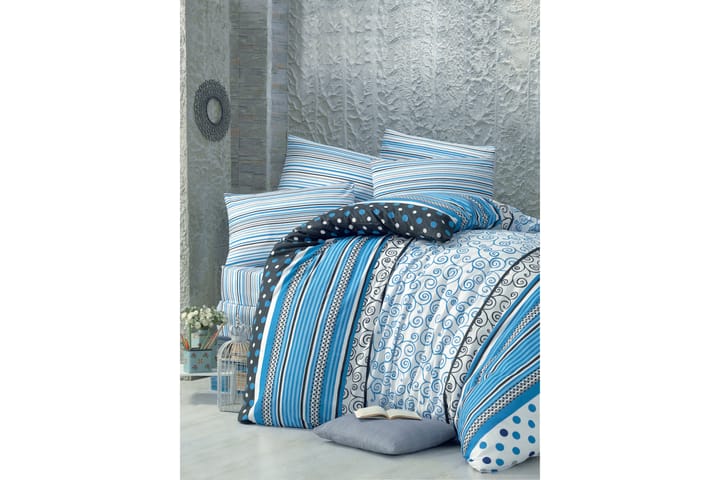 Bäddset Victoria Enkelt 3-dels - Vit|Blå|Svart - Textil & mattor - Sängkläder