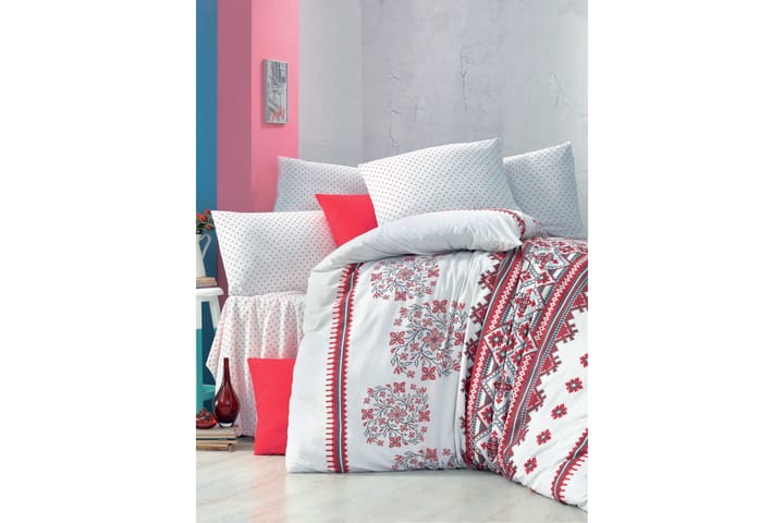 Bäddset Victoria Enkelt 3-dels - Vit|Röd|Svart - Textil & mattor - Sängkläder