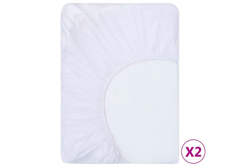 Dra-på-lakan 2 st vattentäta bomull 180x200 cm vit - Vit - Textil & mattor - Sängkläder