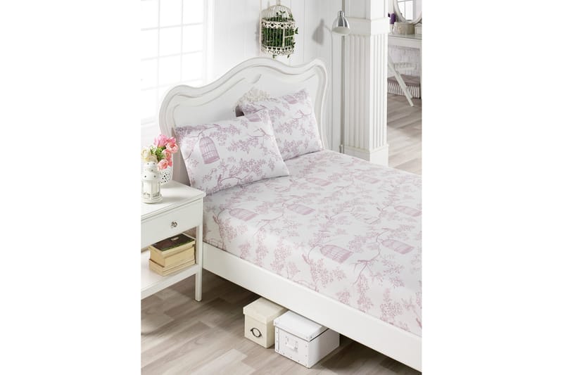 Lakan EnLora Home Enkelt 100x200 cm+Kuddfodral - Vit|Lila - Textil & mattor - Sängkläder - Bäddset & påslakanset - Påslakanset enkelsäng